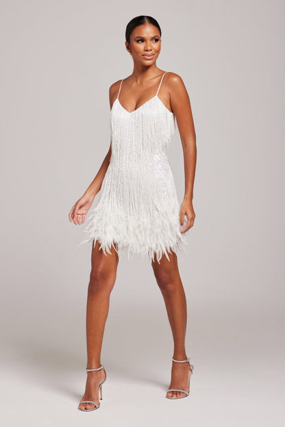 ESTEE | FRINGE MINI DRESS - White