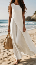 ESTRID | ASYMMETRIC DRAPE SLEEVELESS MAXI DRESS - Ivory