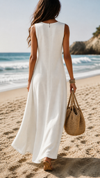 ESTRID | ASYMMETRIC DRAPE SLEEVELESS MAXI DRESS - Ivory