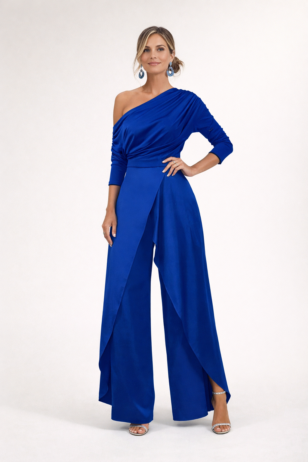EUGENIE | ONE SHOULDER WRAP JUMPSUIT - Royal Blue