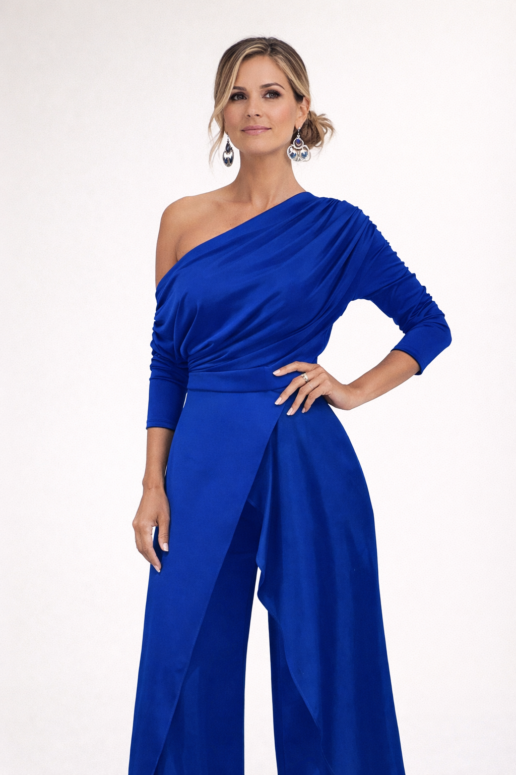 EUGENIE | ONE SHOULDER WRAP JUMPSUIT - Royal Blue
