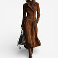 EULALIA | DOUBLE-BREASTED LONG TRENCH COAT - Caramel Brown