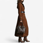 EULALIA | DOUBLE-BREASTED LONG TRENCH COAT - Caramel Brown