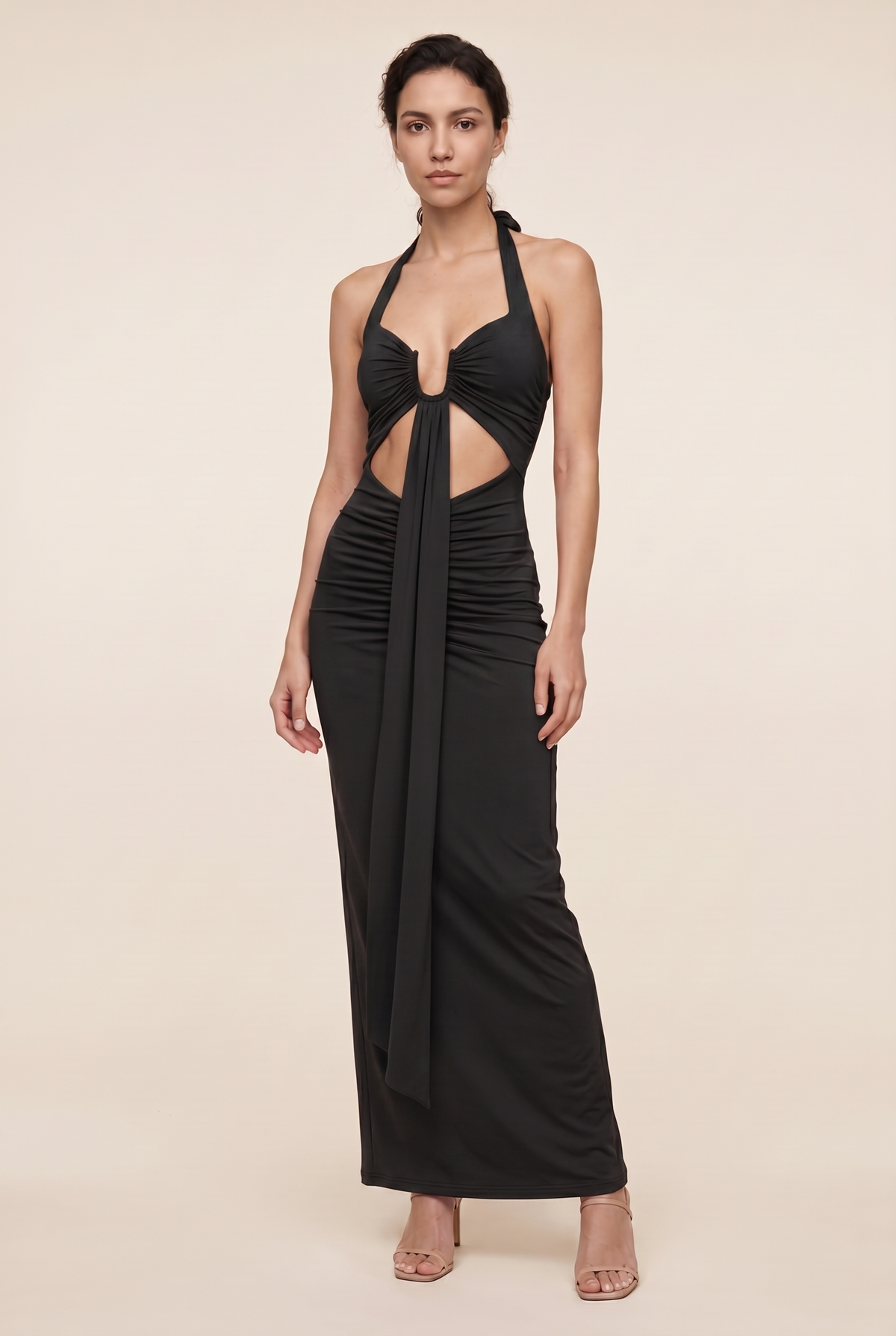 FABIENNE | CUTOUT MAXI DRESS - Black