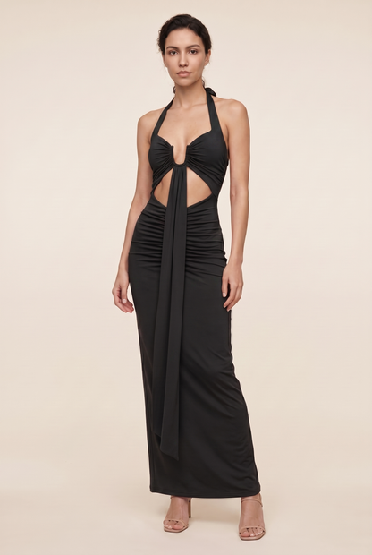 FABIENNE | CUTOUT MAXI DRESS - Black