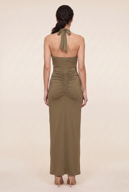 FABIENNE | CUTOUT MAXI DRESS - Olive Green
