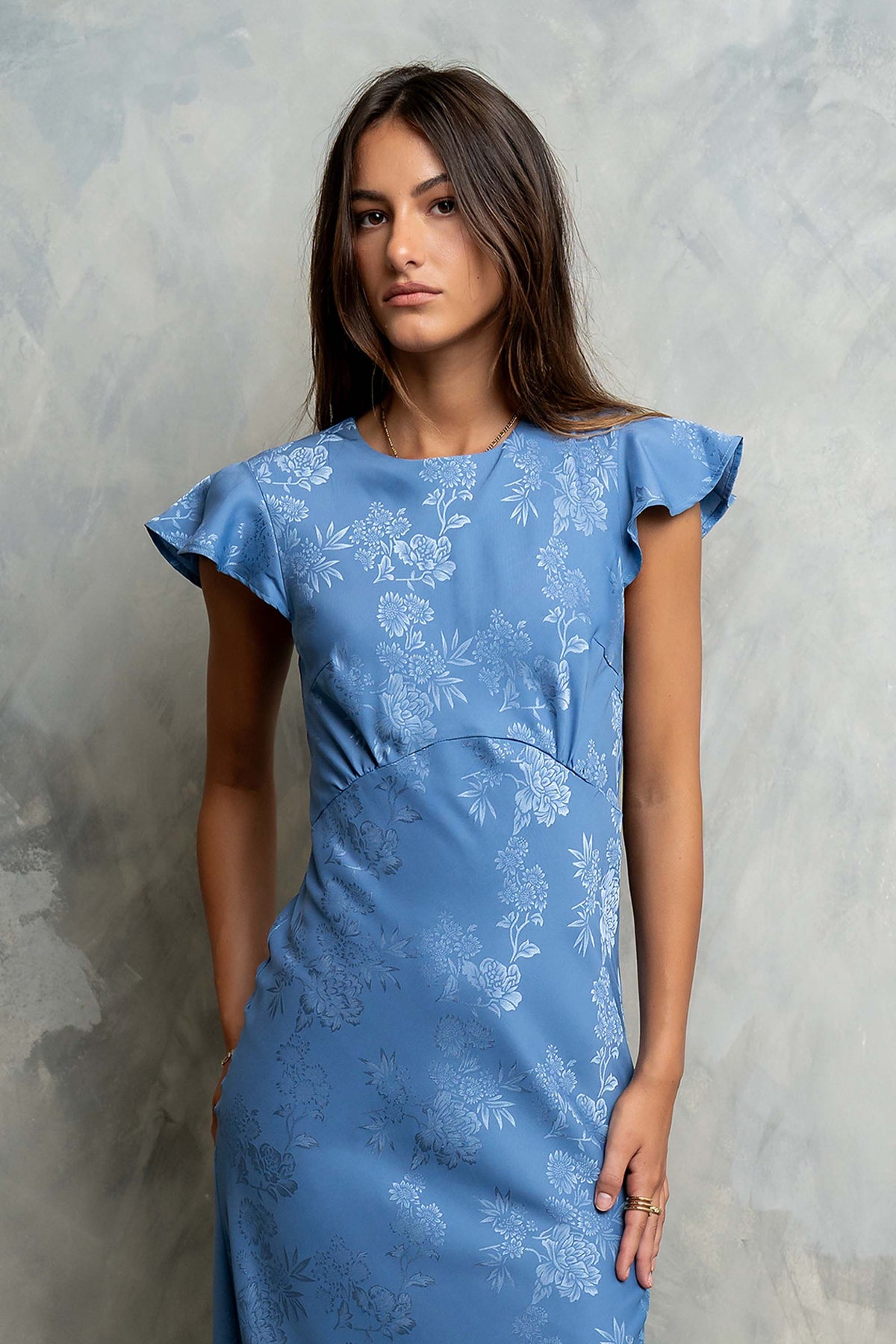 FARIDA | TIERED RUFFLE MAXI DRESS - Blue Floral