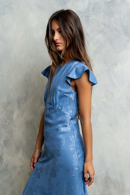 FARIDA | TIERED RUFFLE MAXI DRESS - Blue Floral