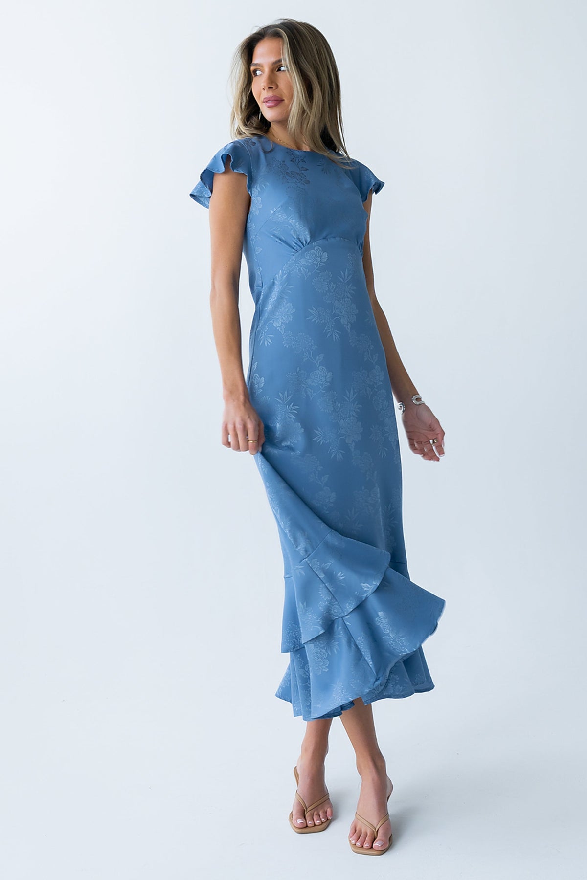 FARIDA | TIERED RUFFLE MAXI DRESS - Blue Floral