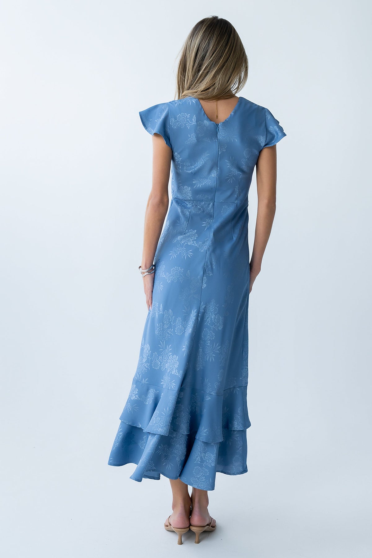 FARIDA | TIERED RUFFLE MAXI DRESS - Blue Floral