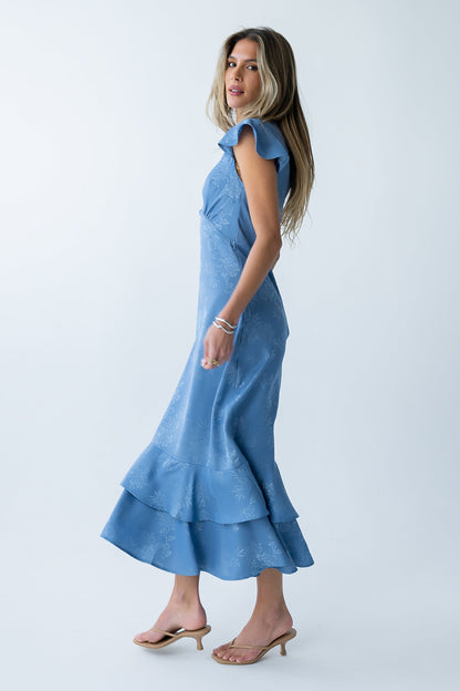 FARIDA | TIERED RUFFLE MAXI DRESS - Blue Floral