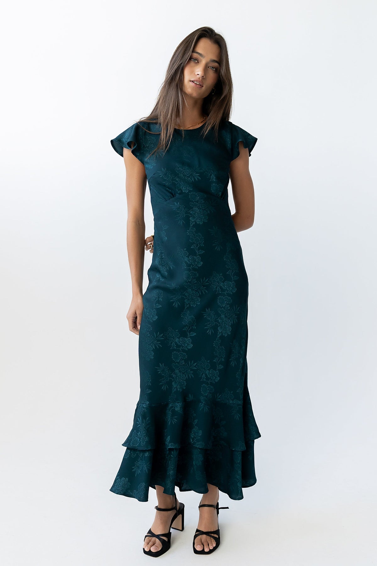 FARIDA | TIERED RUFFLE MAXI DRESS - Deep Teal