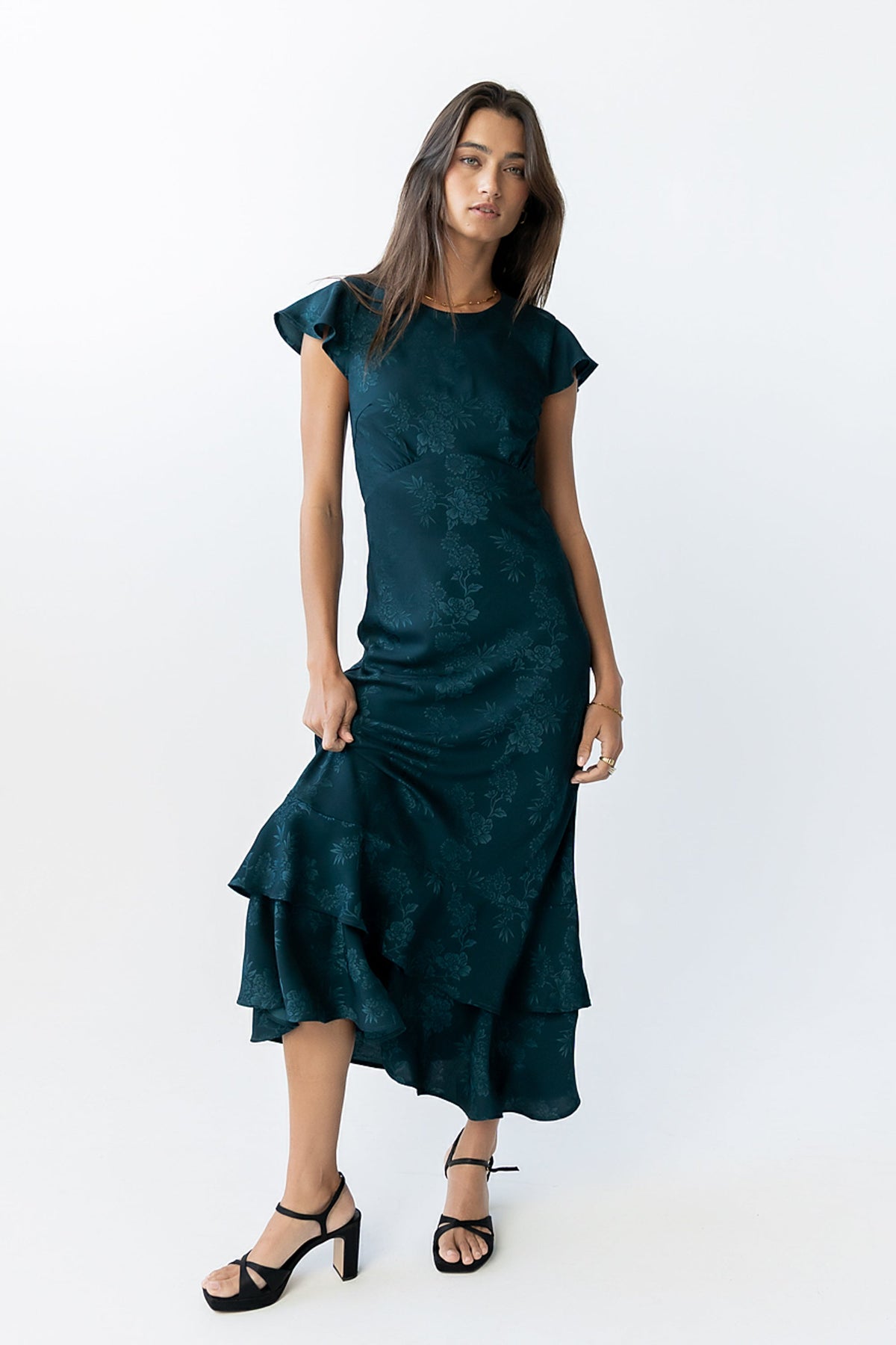FARIDA | TIERED RUFFLE MAXI DRESS - Deep Teal