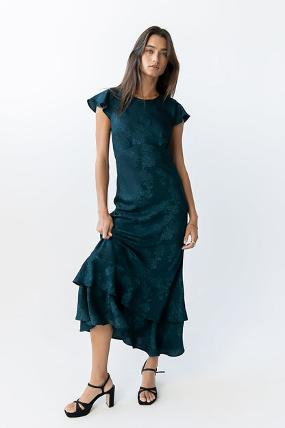 FARIDA | TIERED RUFFLE MAXI DRESS - Deep Teal