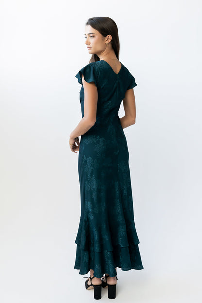FARIDA | TIERED RUFFLE MAXI DRESS - Deep Teal