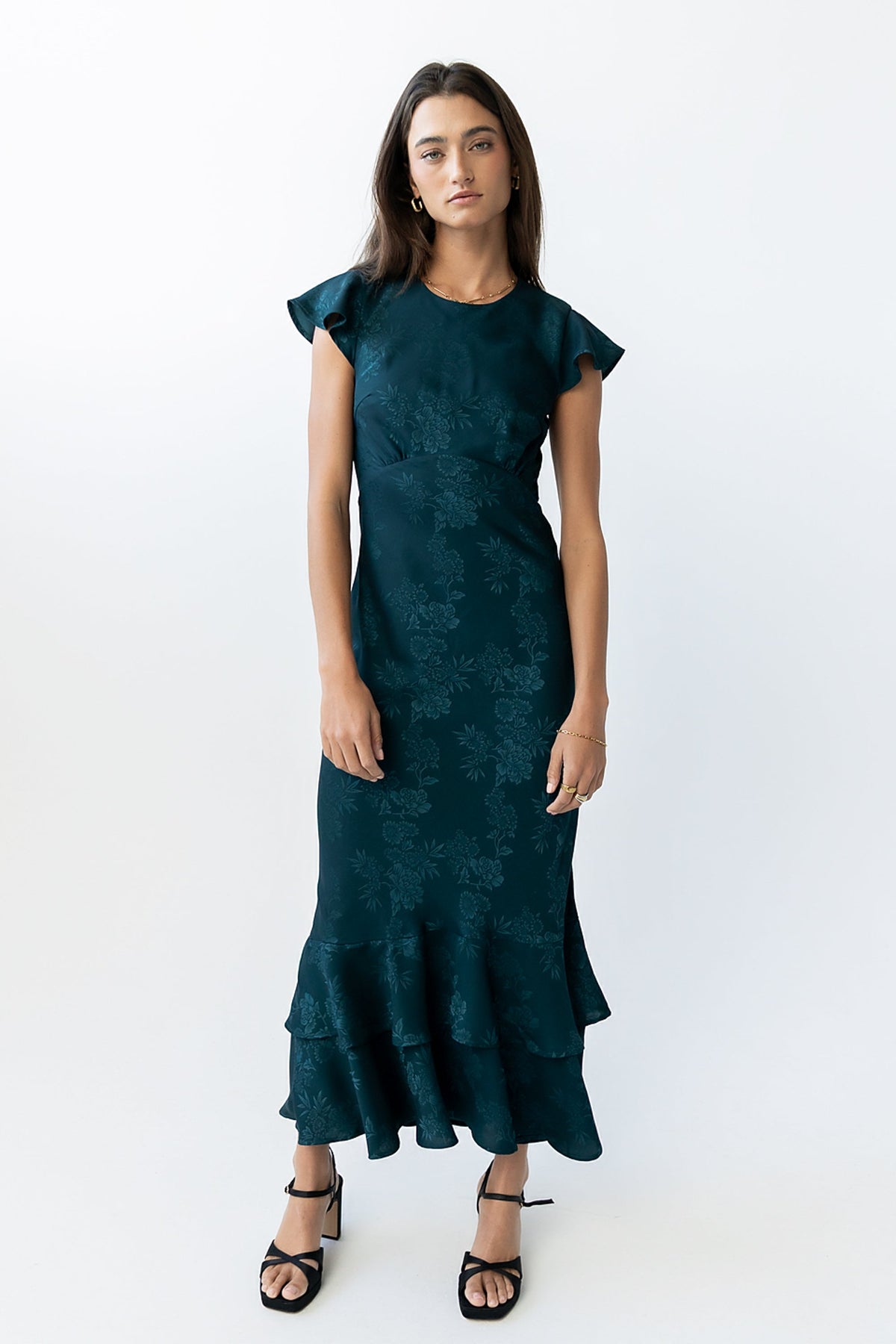 FARIDA | TIERED RUFFLE MAXI DRESS - Deep Teal