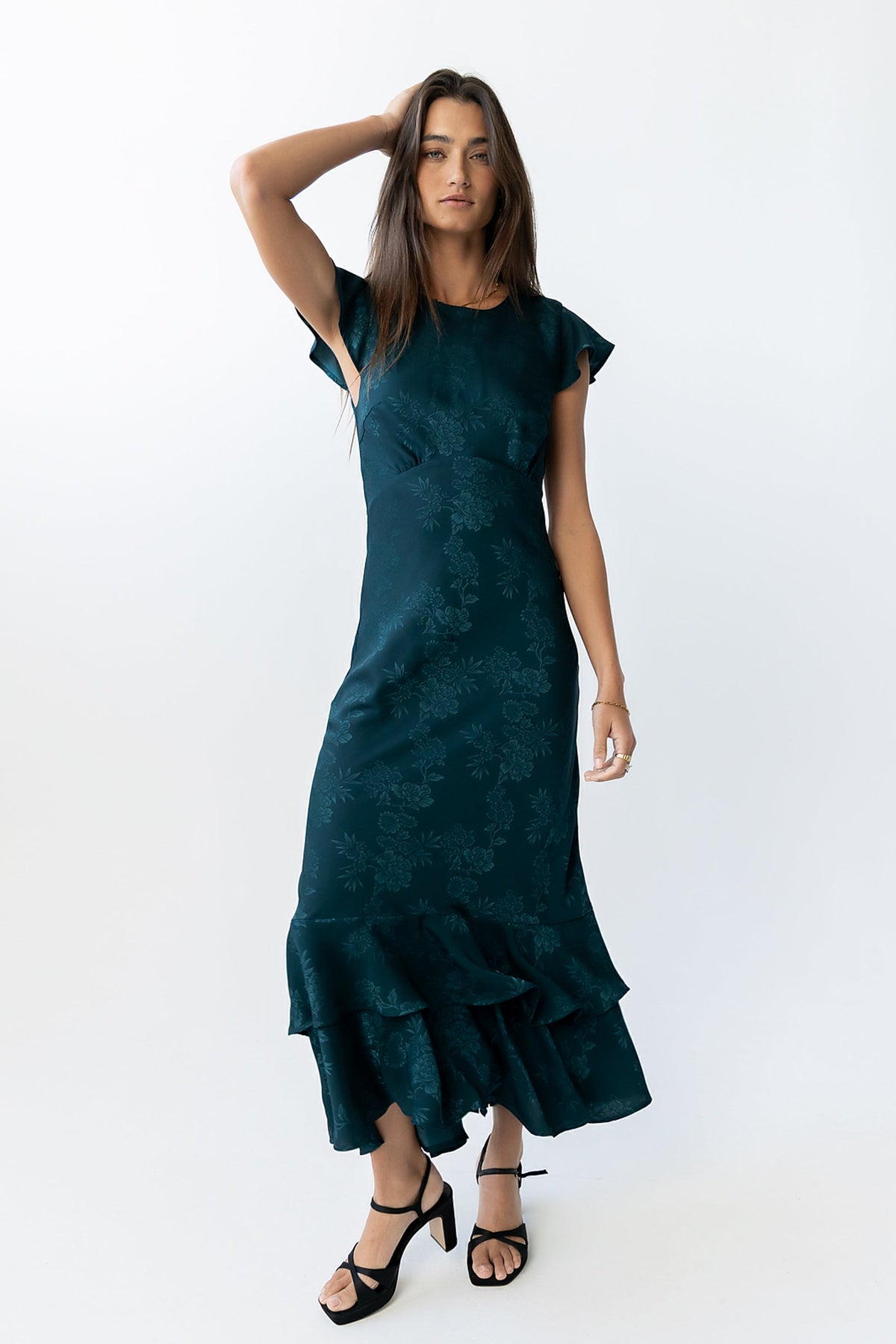 FARIDA | TIERED RUFFLE MAXI DRESS - Deep Teal