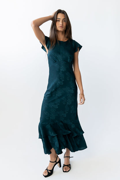 FARIDA | TIERED RUFFLE MAXI DRESS - Deep Teal