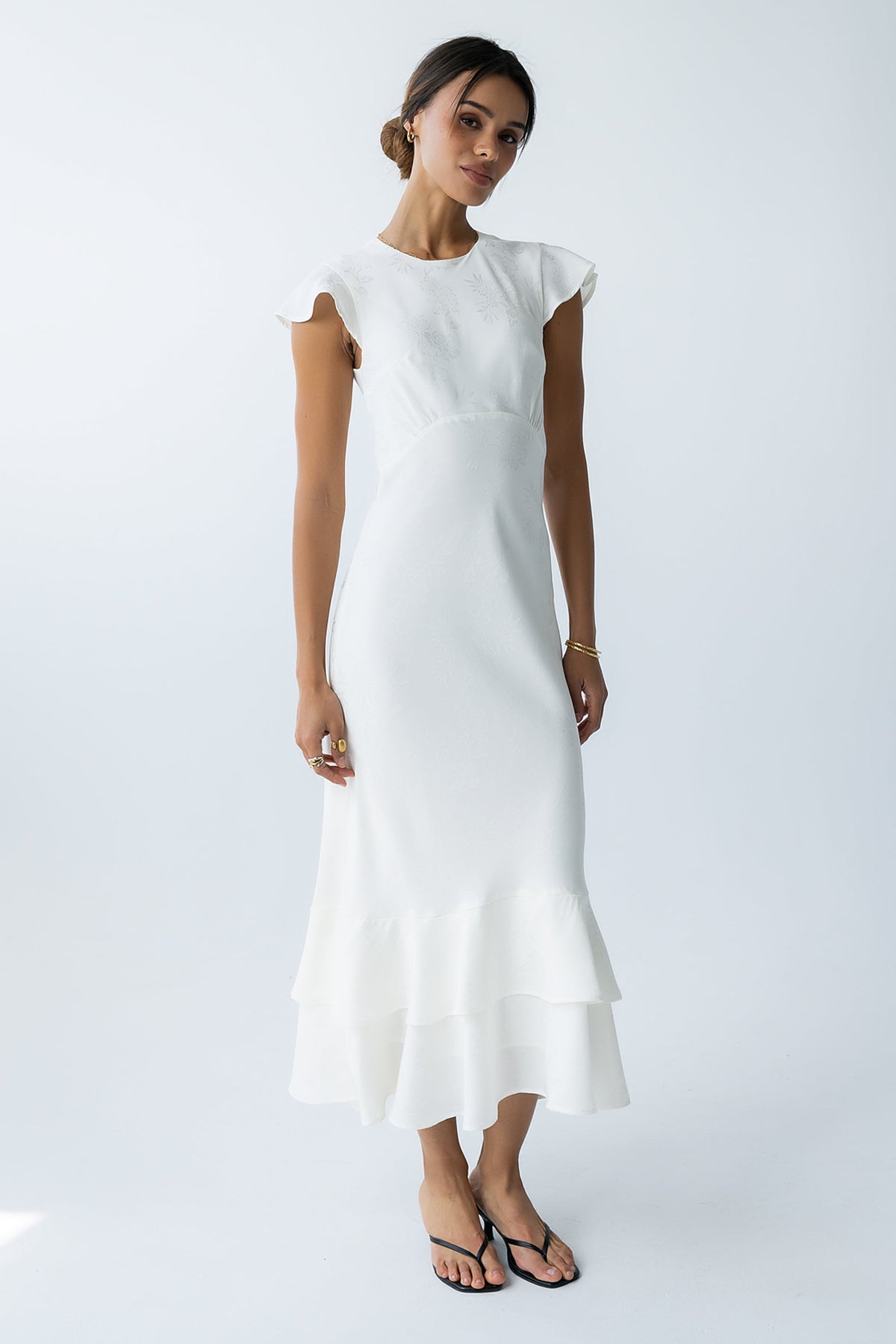 FARIDA | TIERED RUFFLE MAXI DRESS - Ivory