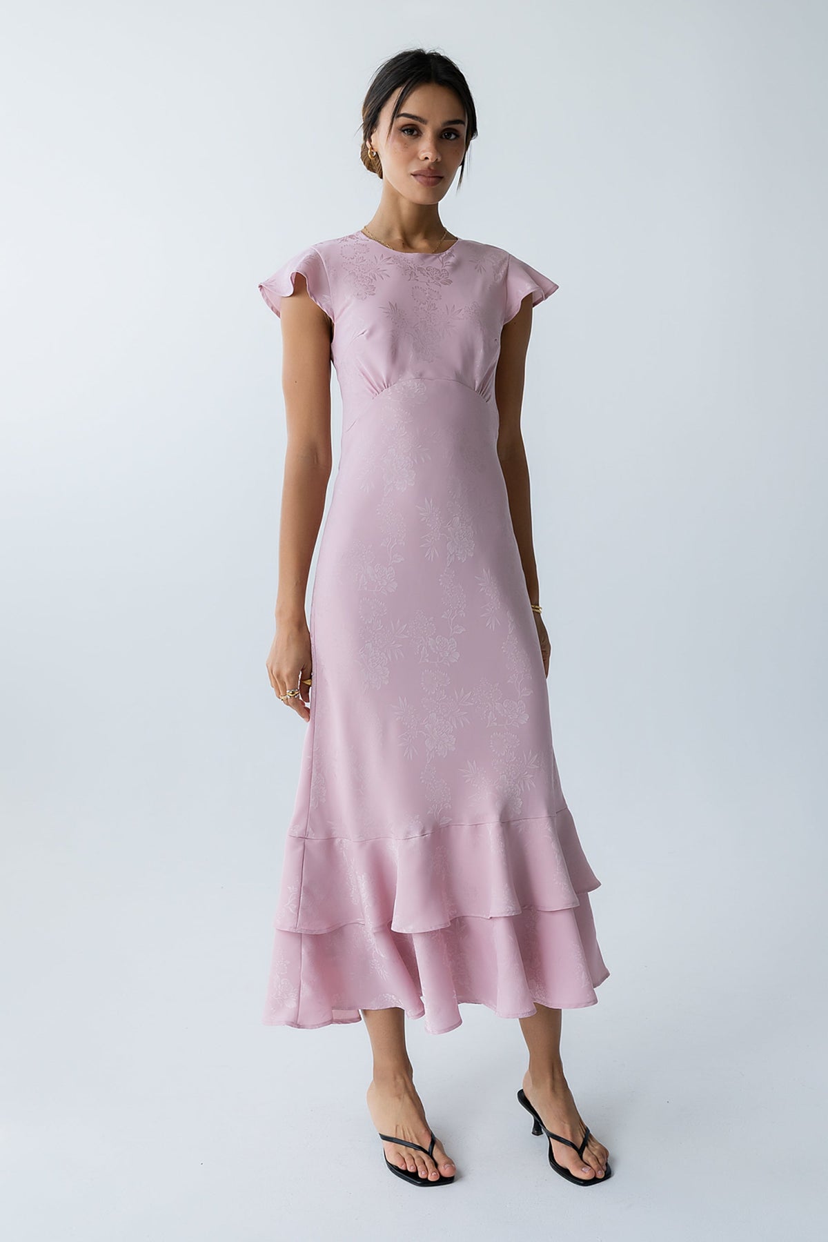 FARIDA | TIERED RUFFLE MAXI DRESS - Pink