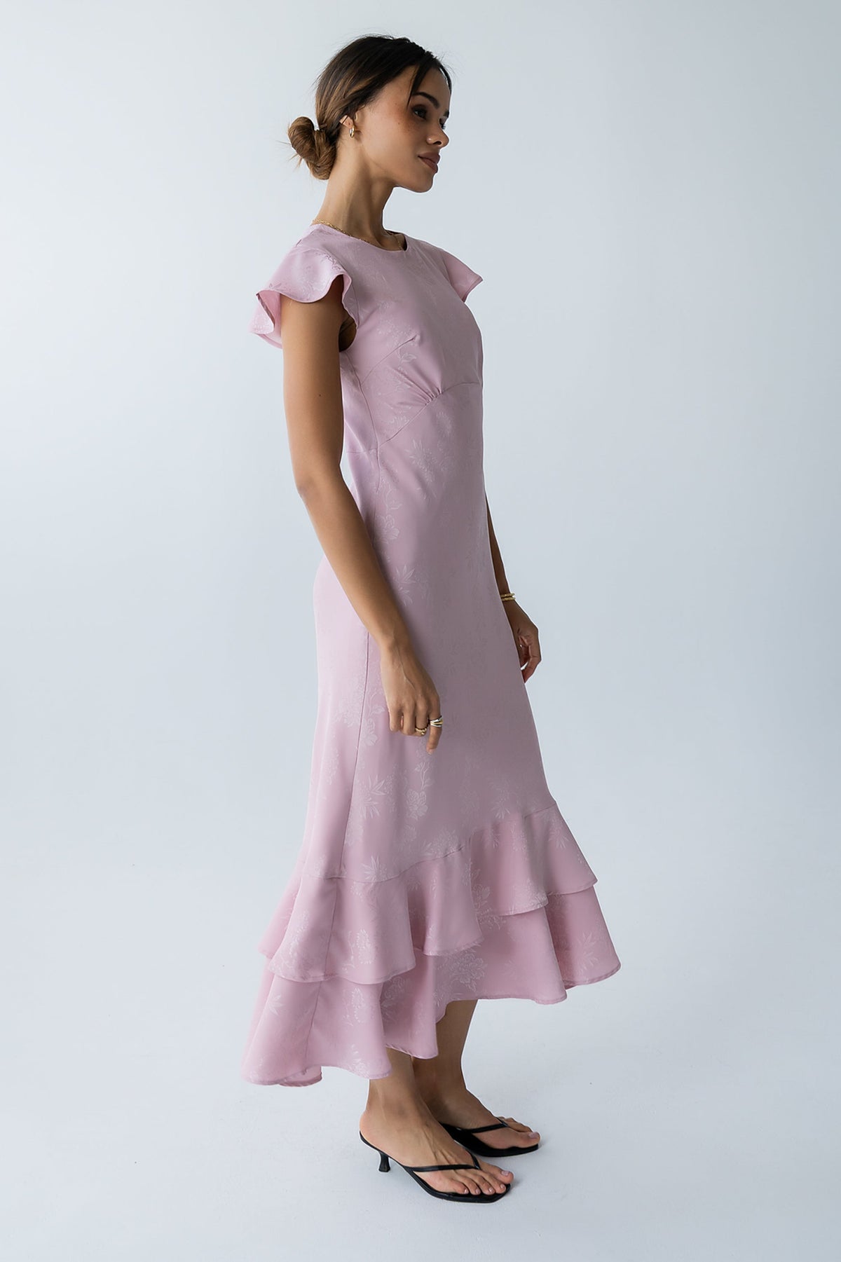 FARIDA | TIERED RUFFLE MAXI DRESS - Pink