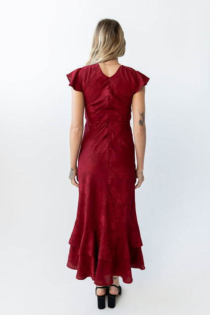 FARIDA | TIERED RUFFLE MAXI DRESS - Red