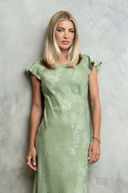 FARIDA | TIERED RUFFLE MAXI DRESS - Sage Green