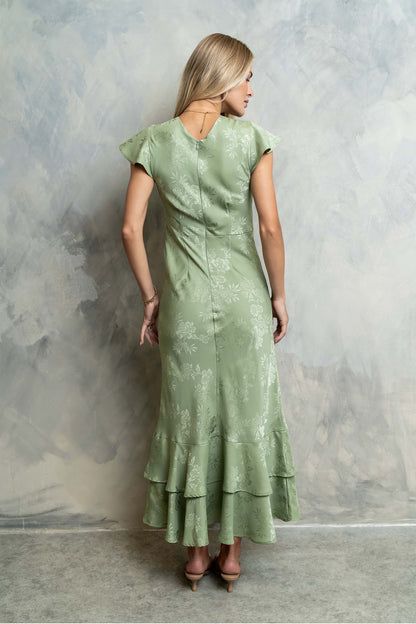 FARIDA | TIERED RUFFLE MAXI DRESS - Sage Green