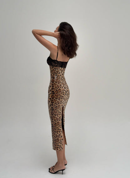 FAUSTINE | LEOPARD MIDI DRESS - Leopard