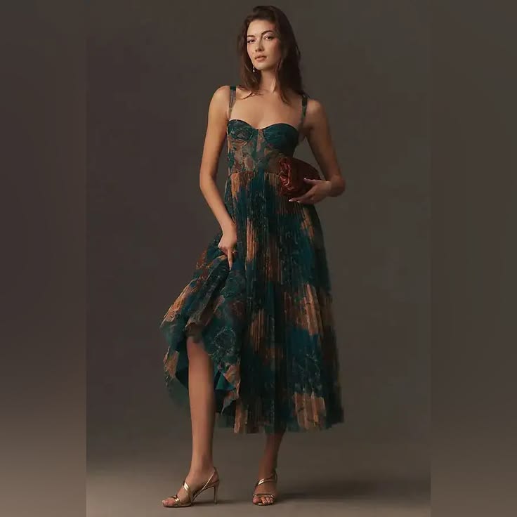 FENELLA | FLORAL RUFFLE GOWN - Teal Floral