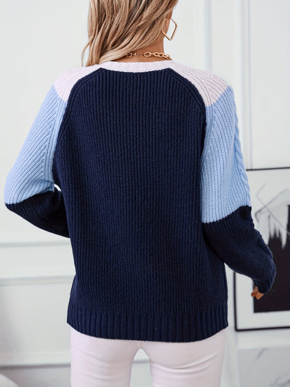 FILOMENA | COLORBLOCK KNIT SWEATER - Navy Colorblock