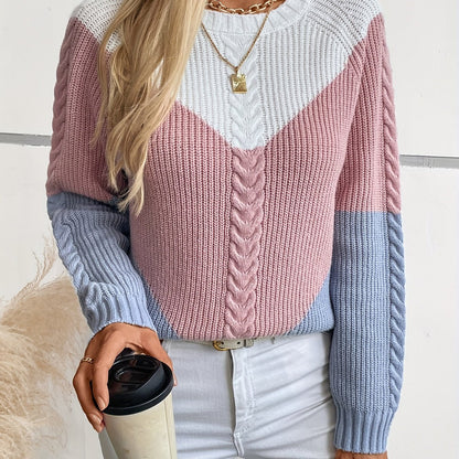 FILOMENA | COLORBLOCK KNIT SWEATER - Pink Colorblock