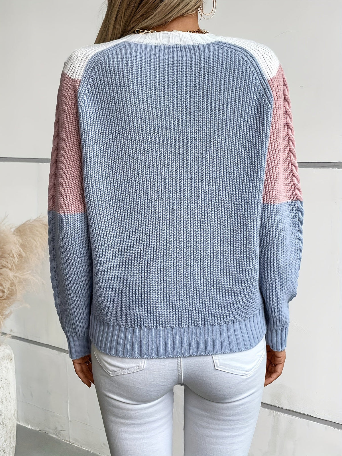 FILOMENA | COLORBLOCK KNIT SWEATER - Pink Colorblock