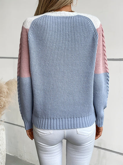 FILOMENA | COLORBLOCK KNIT SWEATER - Pink Colorblock
