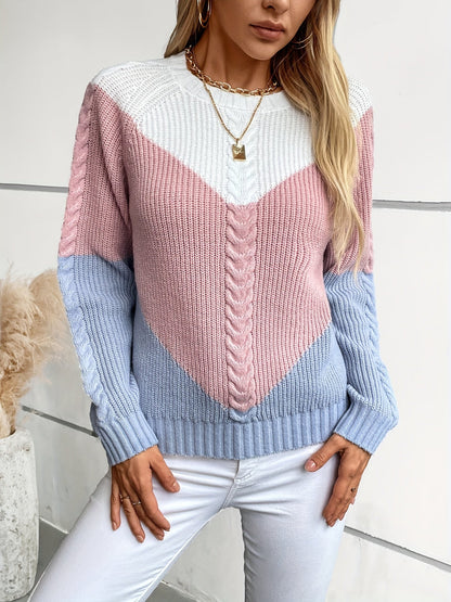 FILOMENA | COLORBLOCK KNIT SWEATER - Pink Colorblock