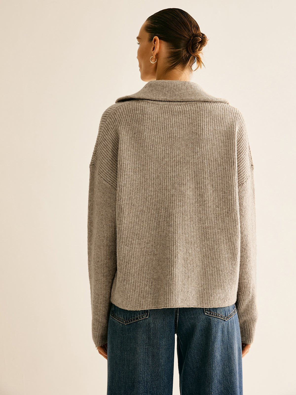 FIORELLA | WOOL-BLEND QUARTER-ZIP SET - Oatmeal