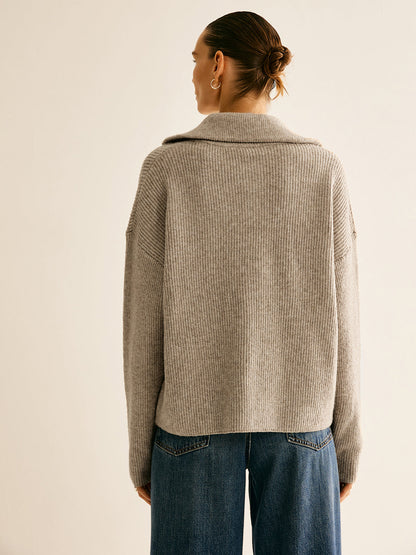 FIORELLA | WOOL-BLEND QUARTER-ZIP SET - Oatmeal