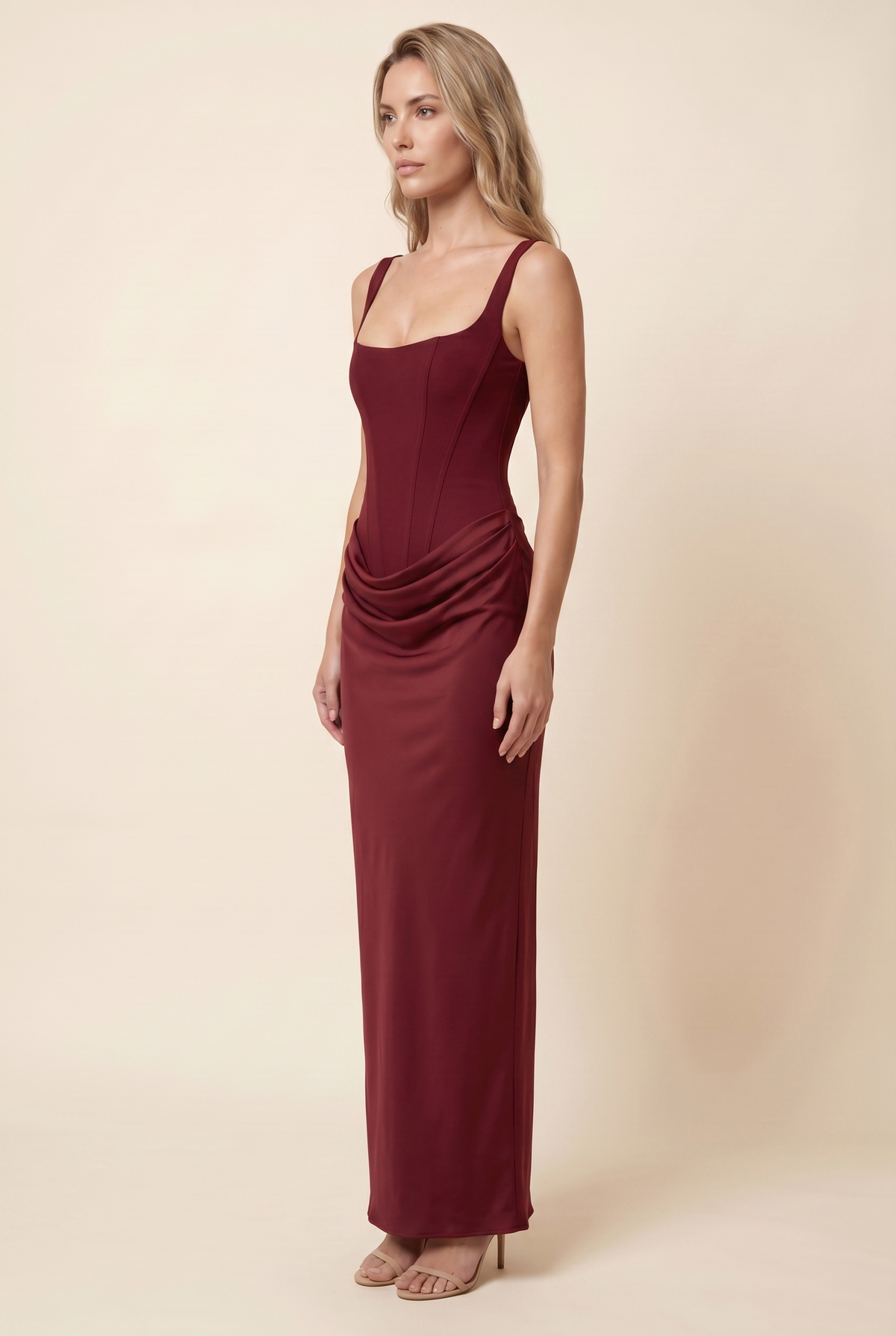 FLEURINE | CORSET MAXI DRESS - Burgundy