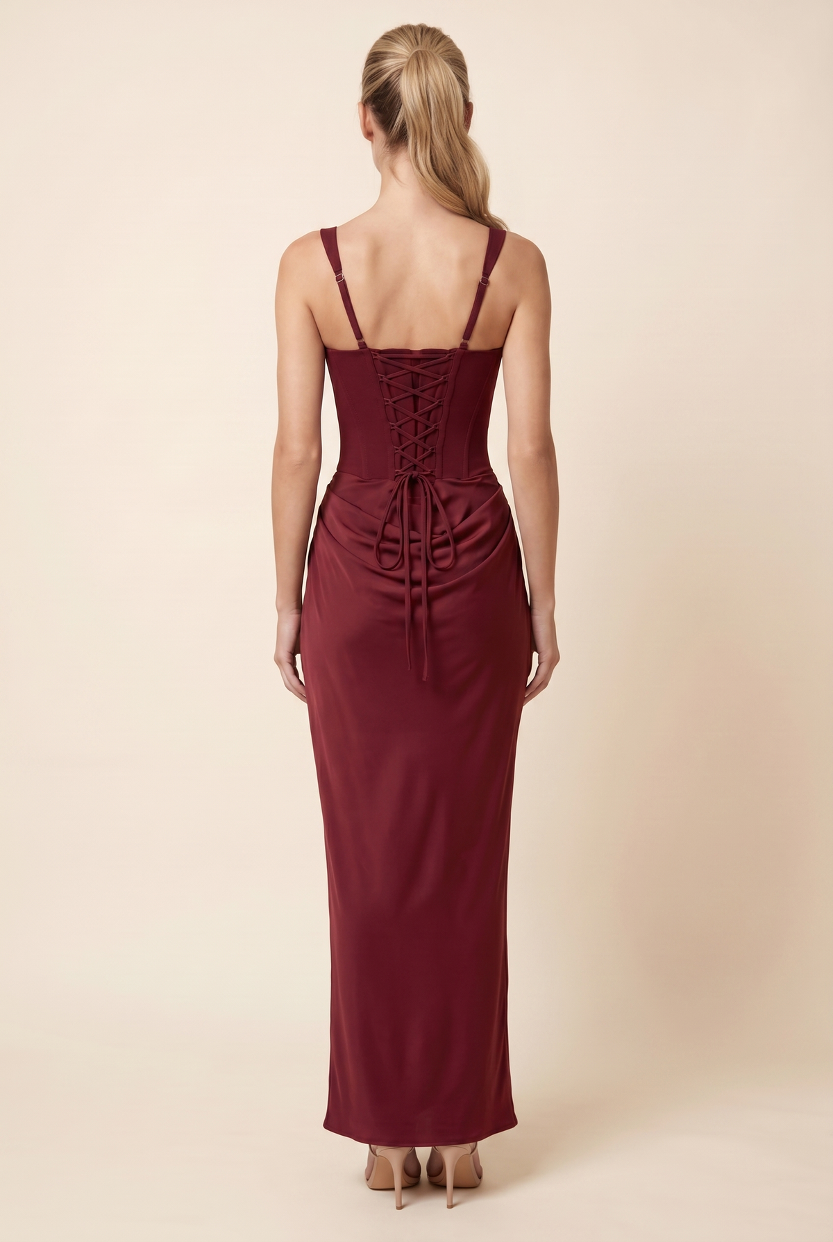 FLEURINE | CORSET MAXI DRESS - Burgundy