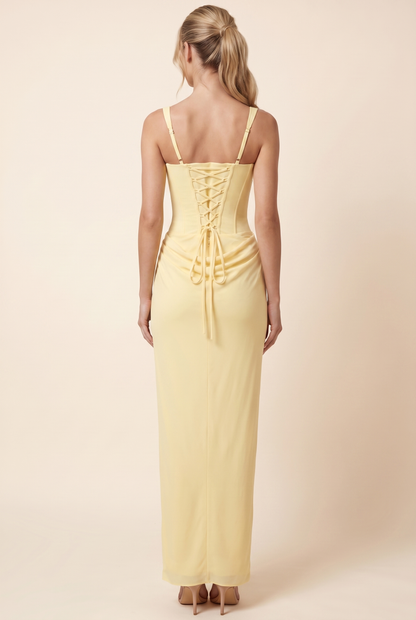 FLEURINE | CORSET MAXI DRESS - Butter Yellow