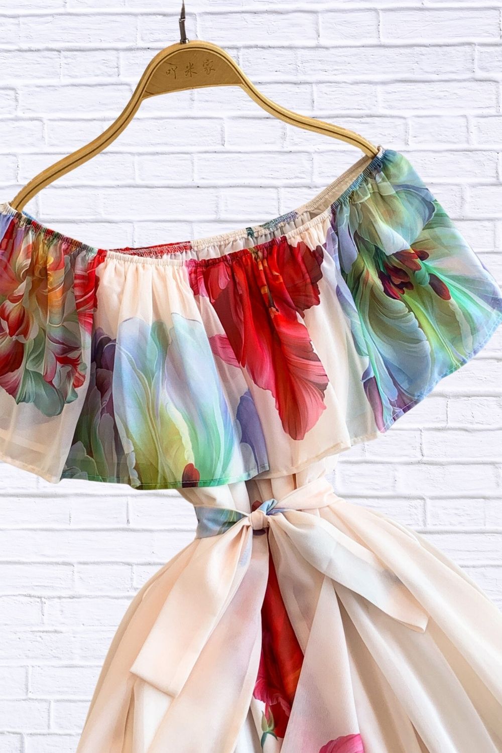 FLOELLA | OFF SHOULDER FLORAL MAXI DRESS - Ivory Floral