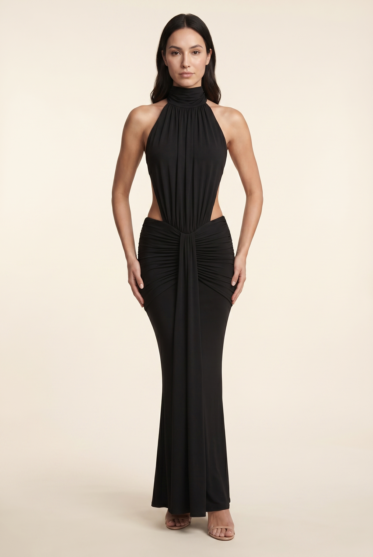 FLORENTINE | HALTER MAXI DRESS - Black