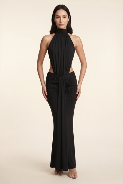 FLORENTINE | HALTER MAXI DRESS - Black