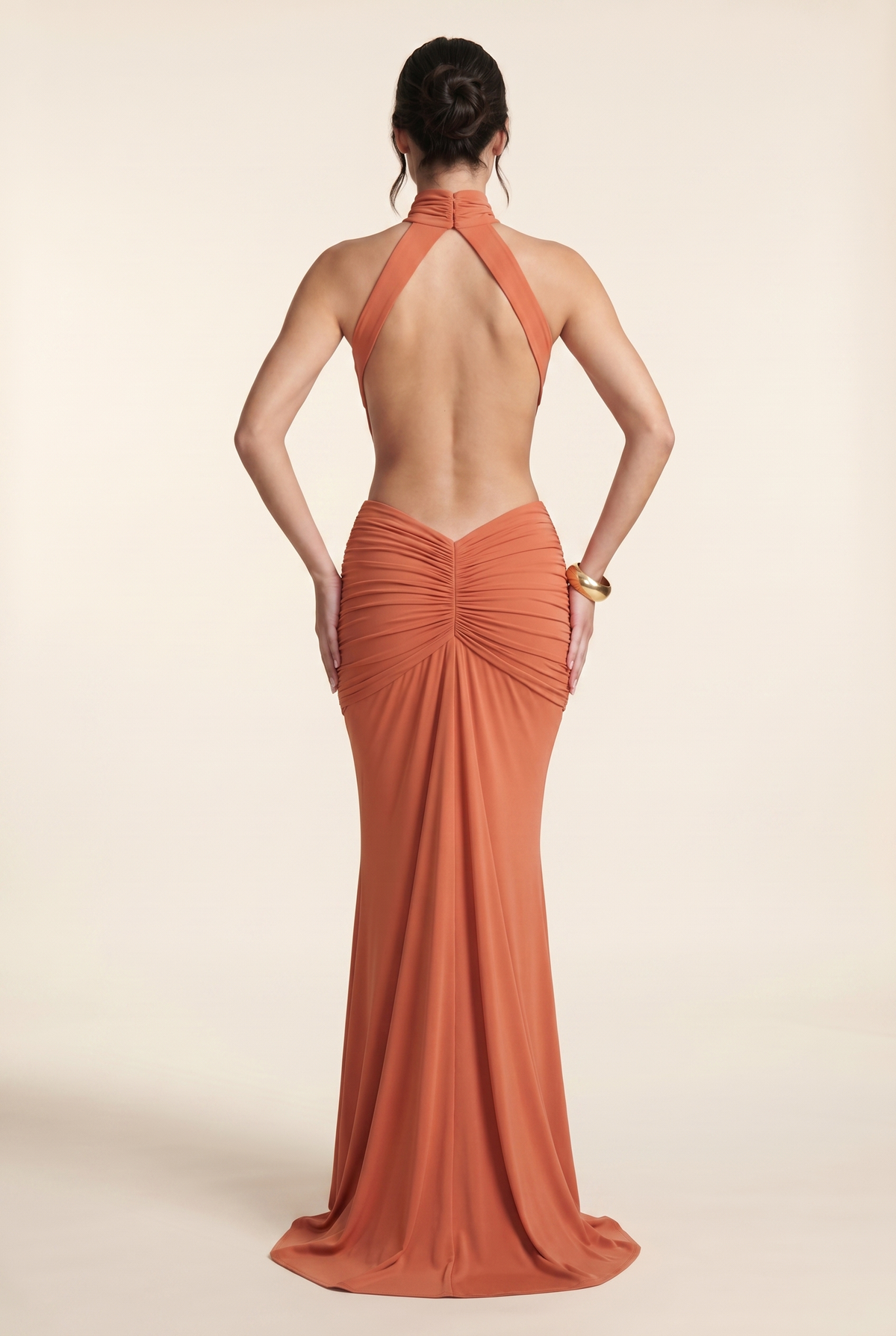 FLORENTINE | HALTER MAXI DRESS - Burnt Orange