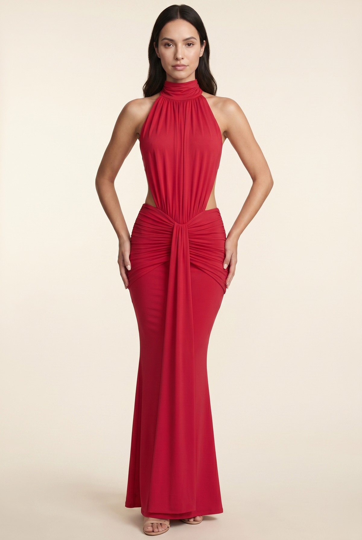FLORENTINE | HALTER MAXI DRESS - Red