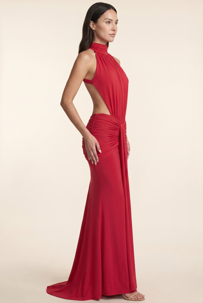 FLORENTINE | HALTER MAXI DRESS - Red