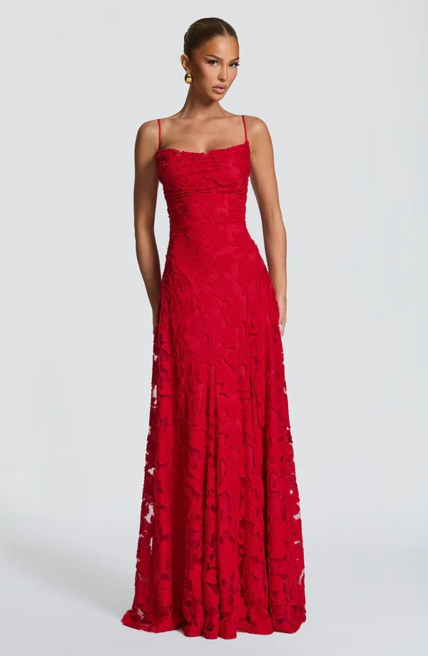 Women's Burgundy Floral Lace Maxi Dress Romi Fashion Women's Burgundy Floral Lace Maxi Dress Romi Fashion