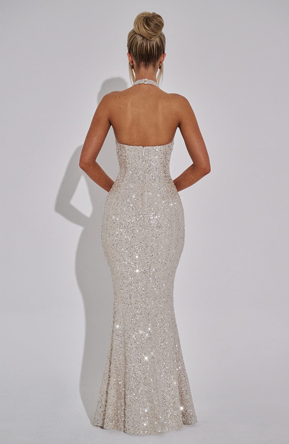 GAIA | HALTER MAXI DRESS - Silver