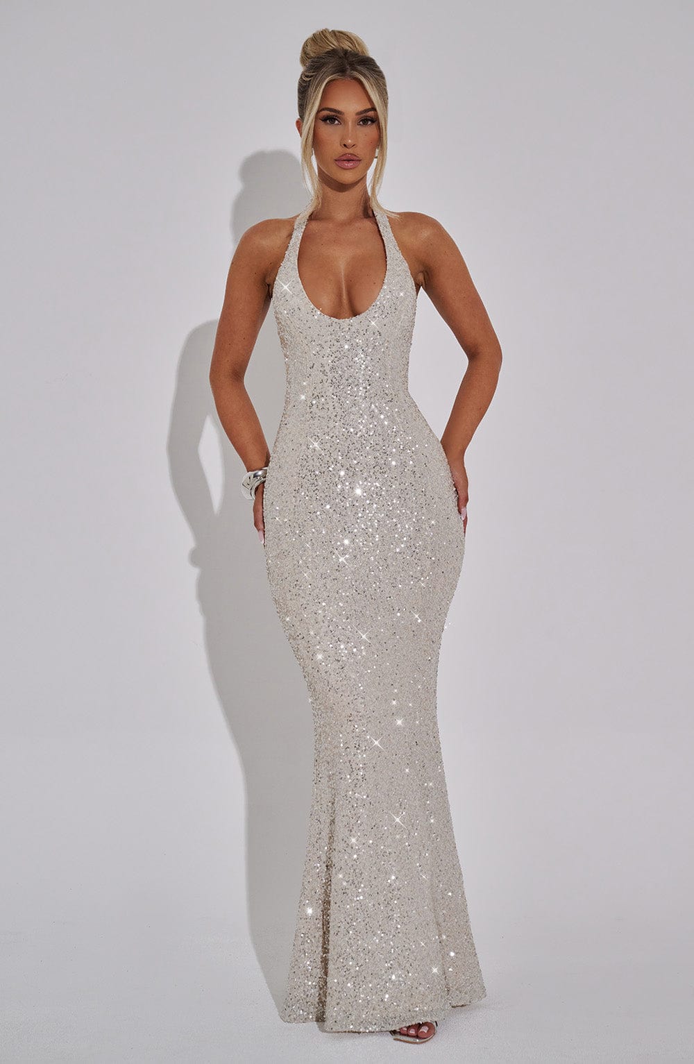 GAIA | HALTER MAXI DRESS - Silver