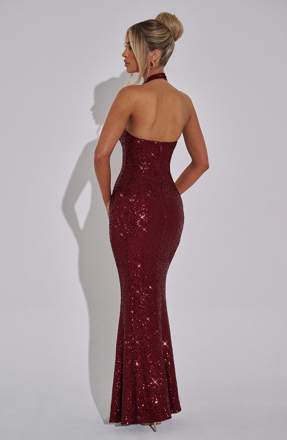 GAIA | HALTER MAXI DRESS - Wine Sparkle